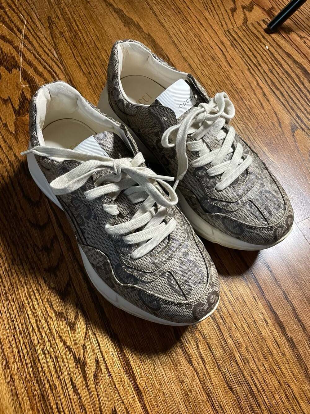 Gucci Rhyton Jumbo GG Coated Canvas Sneakers Size 37.5
